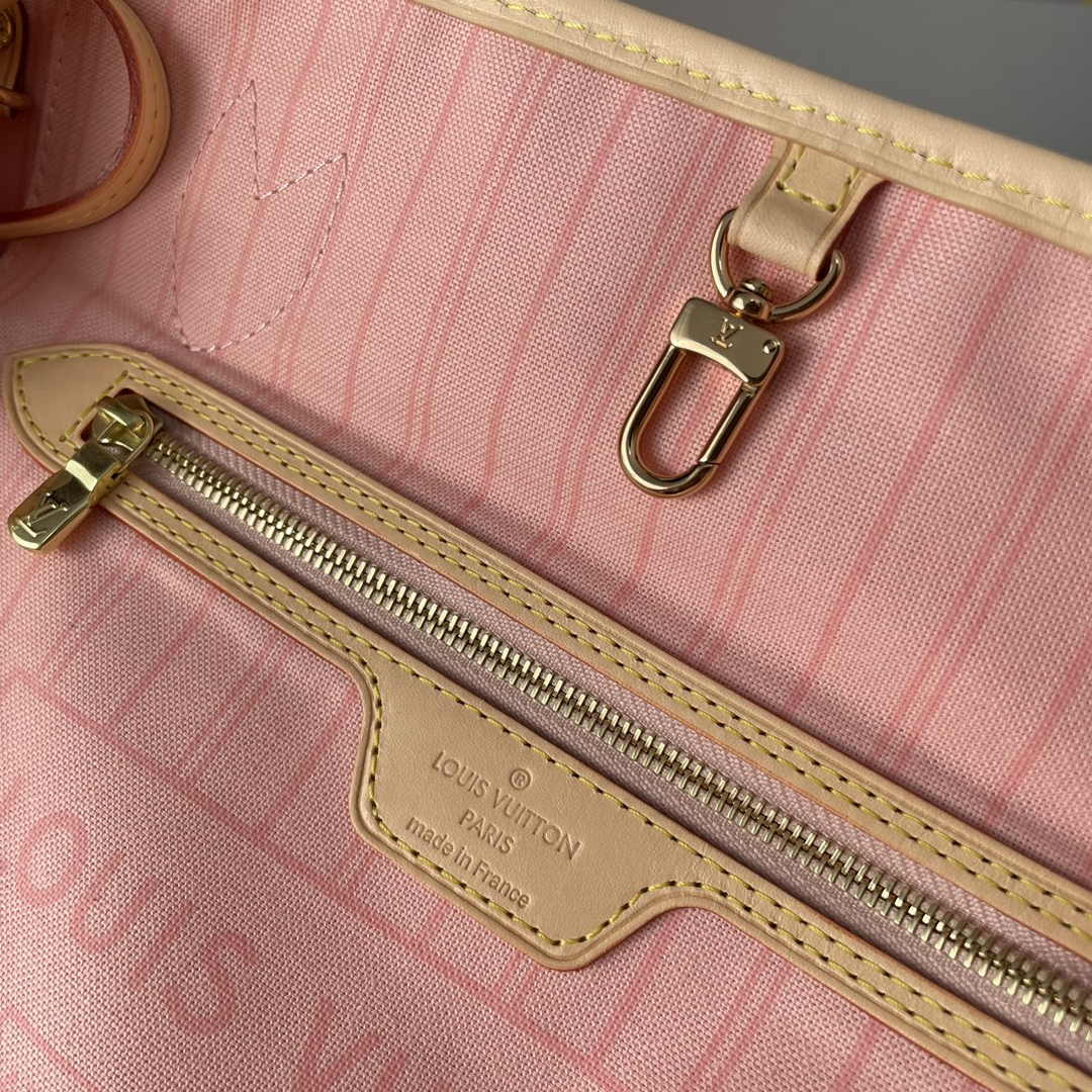 Louis Vuitton Neverfull PM Bag N41606 Damier Azur Canvas Pink