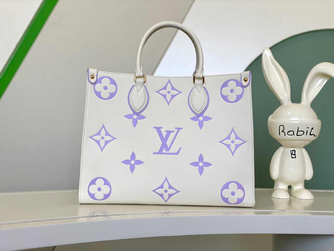 Louis Vuitton OnTheGo MM Bag M23937 Bubble Tea Purple Leather - Default Title - View 1