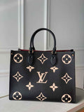 Louis Vuitton OnTheGo MM Bag M45495 Leather Black Beige - Default Title - View 1