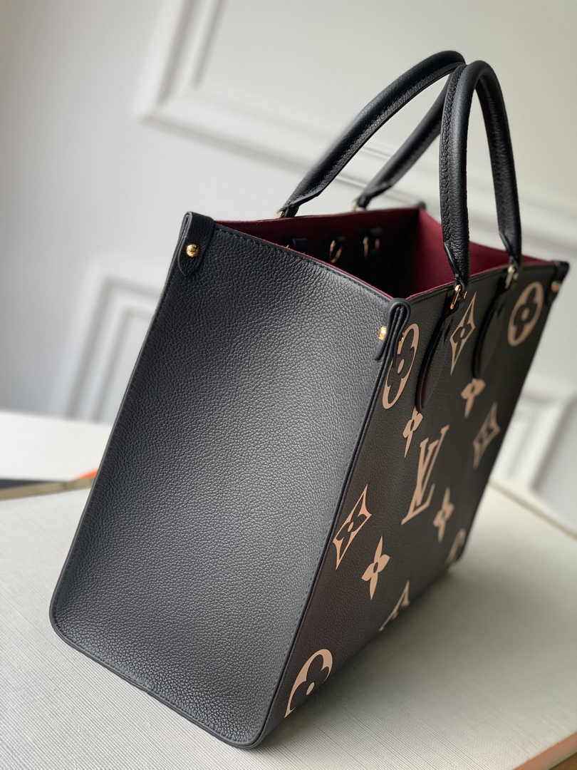 Louis Vuitton OnTheGo MM Bag M45495 Leather Black Beige - Default Title - View 3