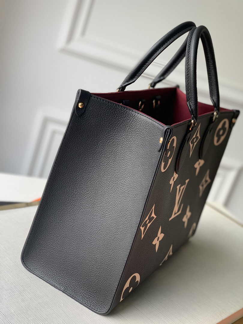 Louis Vuitton OnTheGo MM Bag M45495 Leather Black Beige - Default Title - View 3