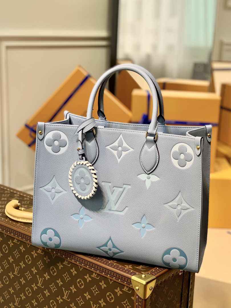 Louis Vuitton OnTheGo MM Bag M45717 Blue Leather - Default Title - View 1