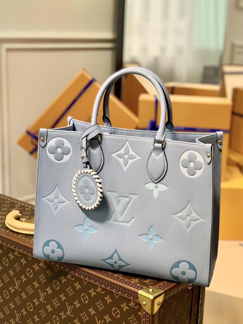 Louis Vuitton OnTheGo MM Bag M45717 Blue Leather - Default Title - View 1