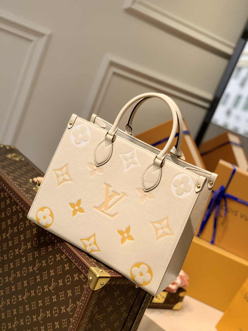 Louis Vuitton OnTheGo MM Bag M45718 Beige Yellow Leather - Default Title - View 2
