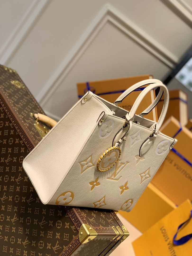 Louis Vuitton OnTheGo MM Bag M45718 Beige Yellow Leather - Default Title - View 3