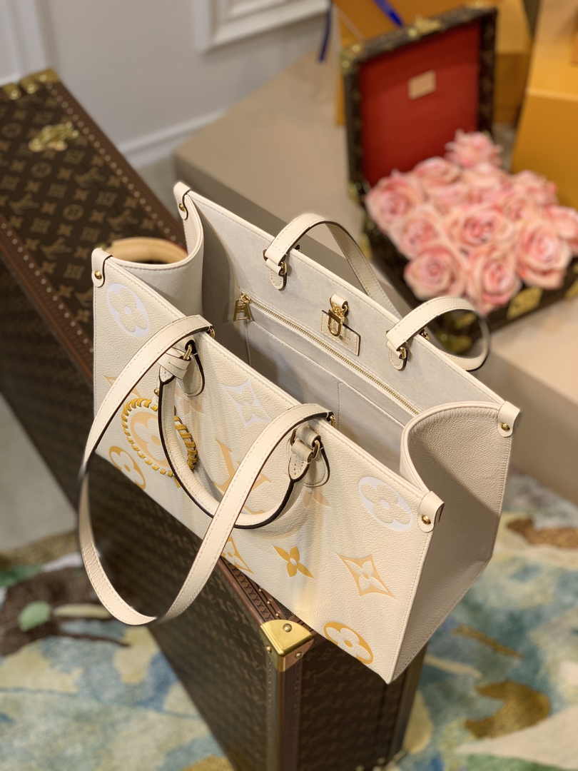 Louis Vuitton OnTheGo MM Bag M45718 Beige Yellow Leather - Default Title - View 8