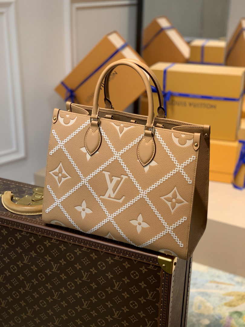 Louis Vuitton OnTheGo MM Bag M46015 Brown Leather - Default Title - View 1