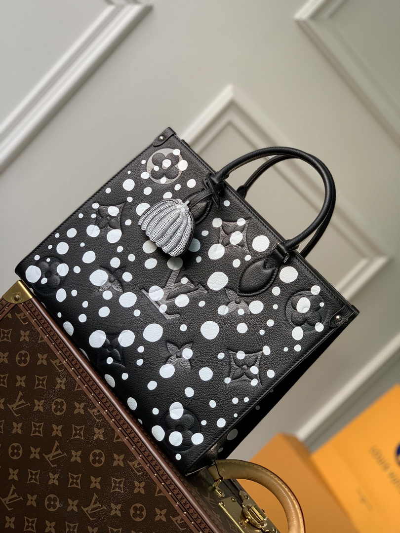 Louis Vuitton OnTheGo MM Bag M46389 Black white Leather - Default Title - View 1
