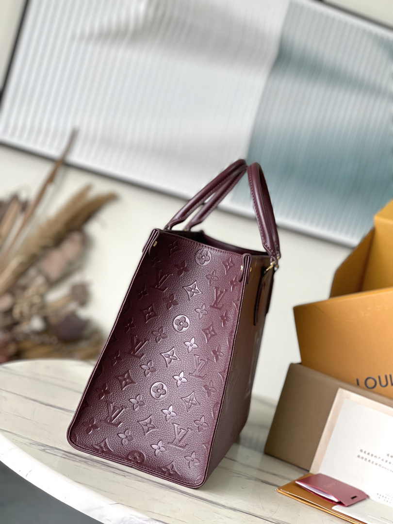 Louis Vuitton OnTheGo MM Bag M46601 Wine Red Leather - Default Title - View 3