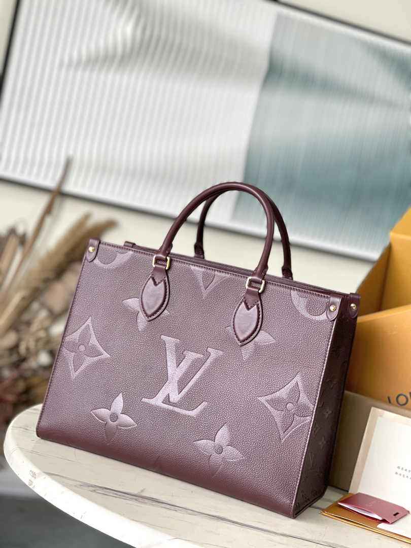Louis Vuitton OnTheGo MM Bag M46601 Wine Red Leather - Default Title - View 2