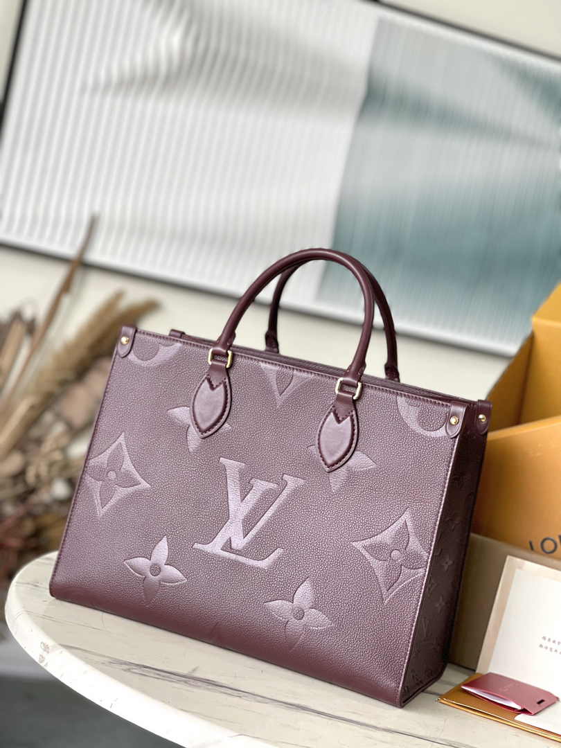 Louis Vuitton OnTheGo MM Bag M46601 Wine Red Leather - Default Title - View 2