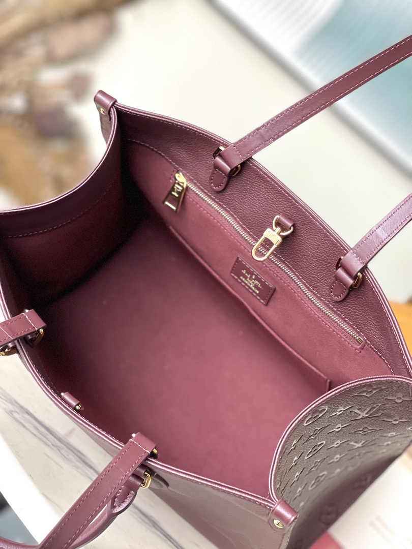 Louis Vuitton OnTheGo MM Bag M46601 Wine Red Leather - Default Title - View 5