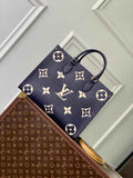 Louis Vuitton OnTheGo MM Bag M47084 Navy Blue Leather - Default Title - View 1