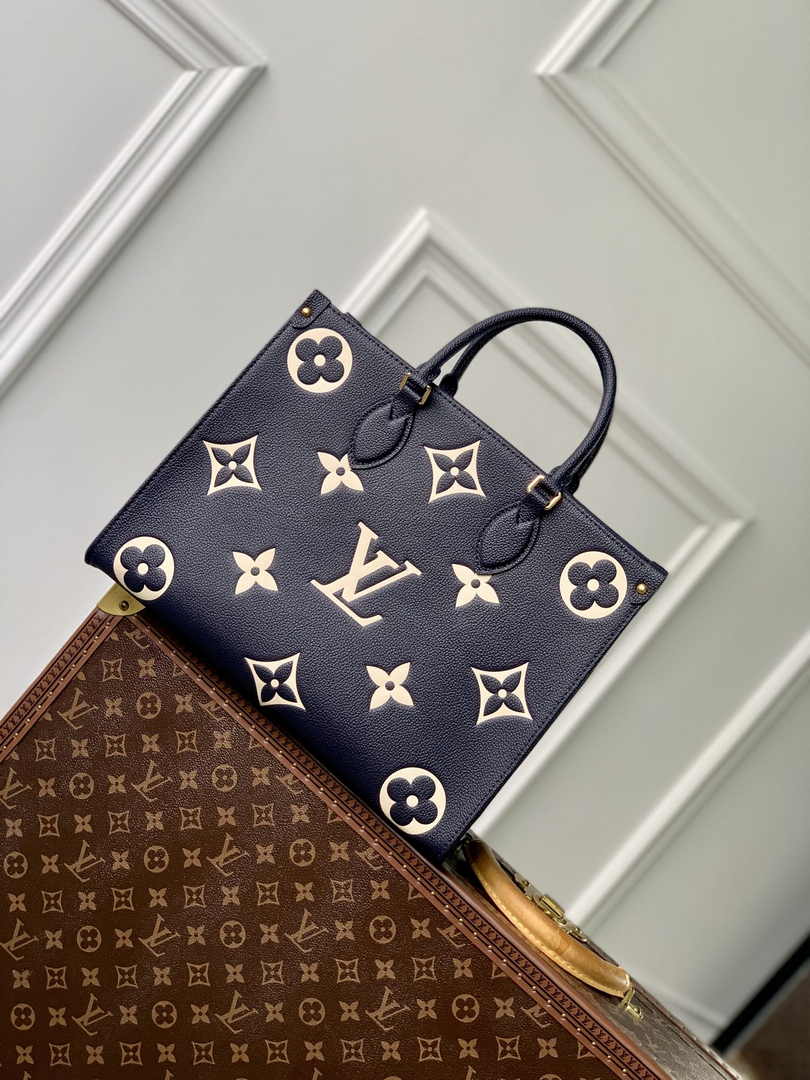 Louis Vuitton OnTheGo MM Bag M47084 Navy Blue Leather - Default Title - View 3