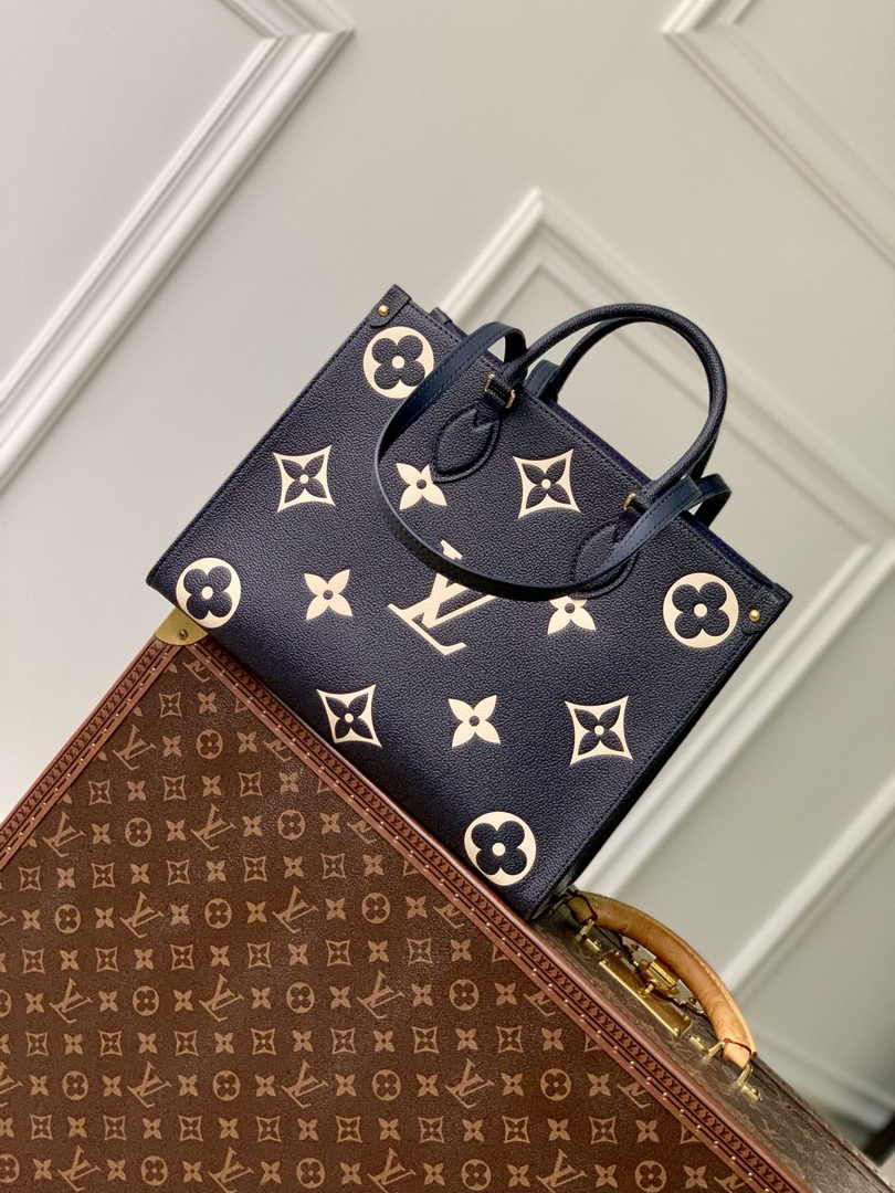 Louis Vuitton OnTheGo MM Bag M47084 Navy Blue Leather - Default Title - View 5