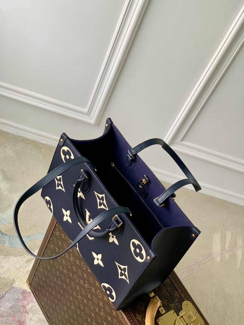 Louis Vuitton OnTheGo MM Bag M47084 Navy Blue Leather - Default Title - View 9