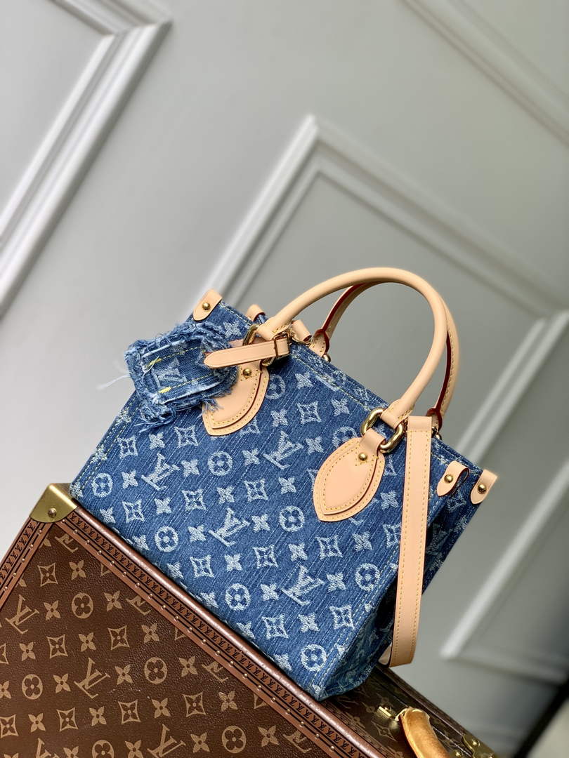 Louis Vuitton Onthego PM Bag M14633 Denim Blue - Default Title - View 1