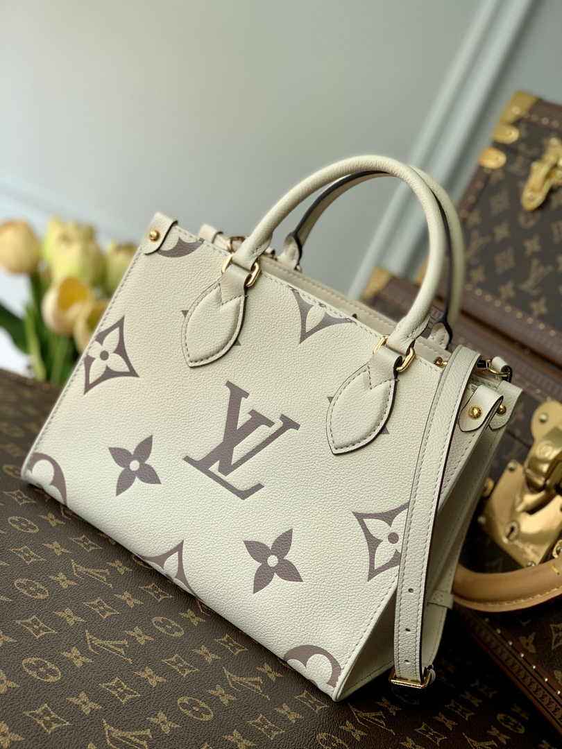 Louis Vuitton Onthego PM Bag M45654 Beige Leather - Default Title - View 1