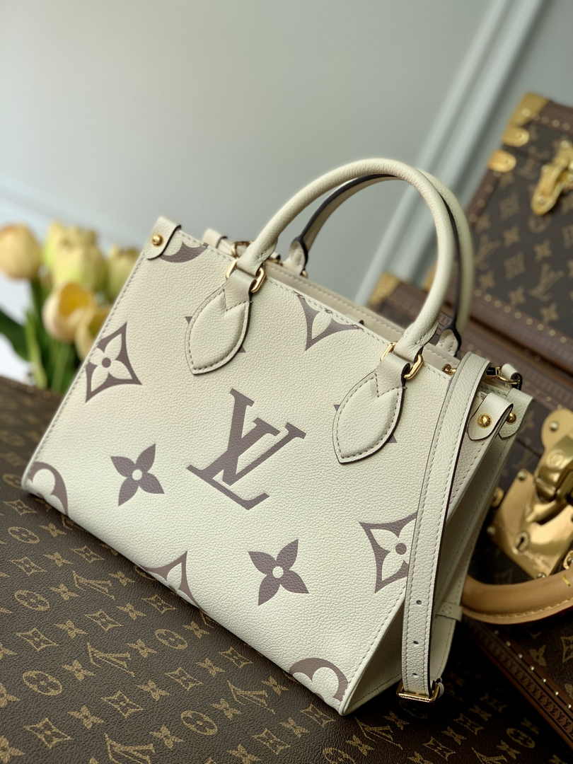 Louis Vuitton Onthego PM Bag M45654 Beige Leather - Default Title - View 1