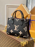 Louis Vuitton Onthego PM Bag M45659 Black Beige Leather - Default Title - View 1