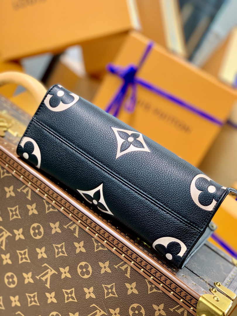 Louis Vuitton Onthego PM Bag M45659 Black Beige Leather - Default Title - View 3