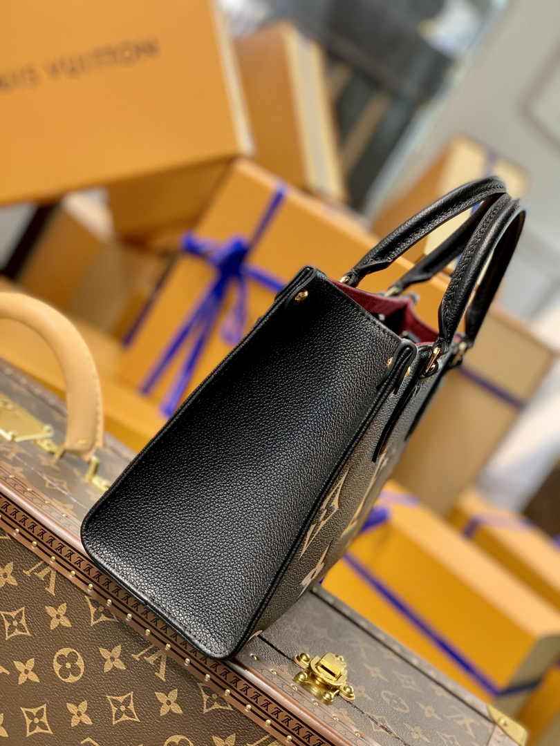 Louis Vuitton Onthego PM Bag M45659 Black Beige Leather - Default Title - View 4
