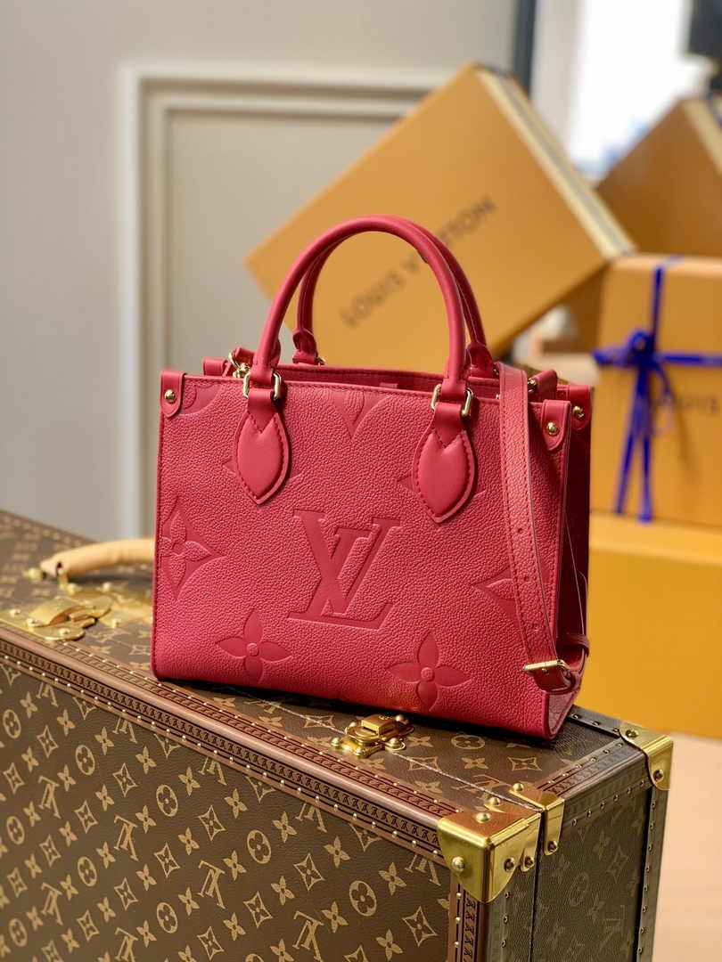 Louis Vuitton Onthego PM Bag M45660 Plum Leather - Default Title - View 1