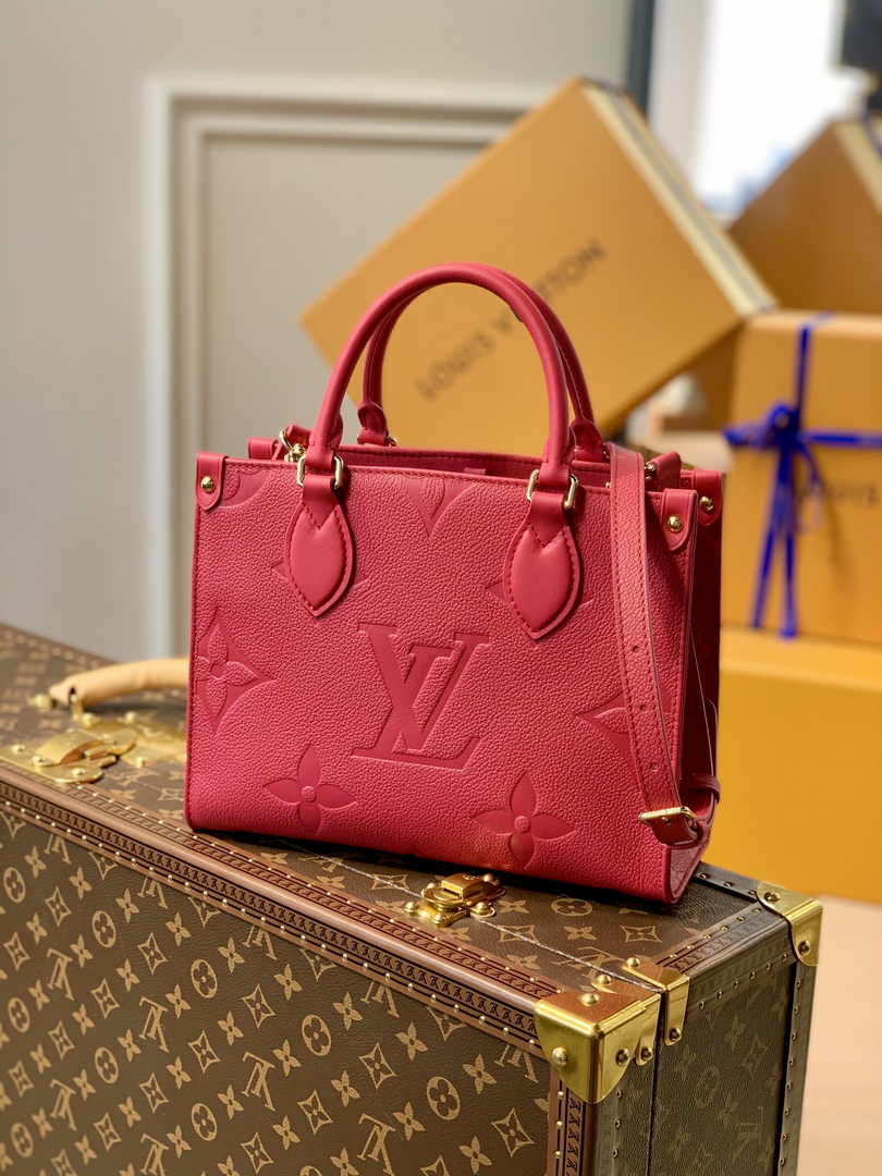 Louis Vuitton Onthego PM Bag M45660 Plum Leather - Default Title - View 1