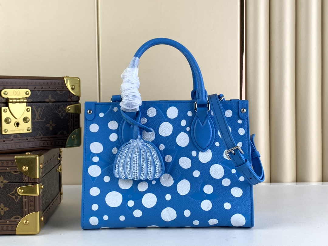 Louis Vuitton Onthego PM Bag M46424 Blue White Leather - Default Title - View 1