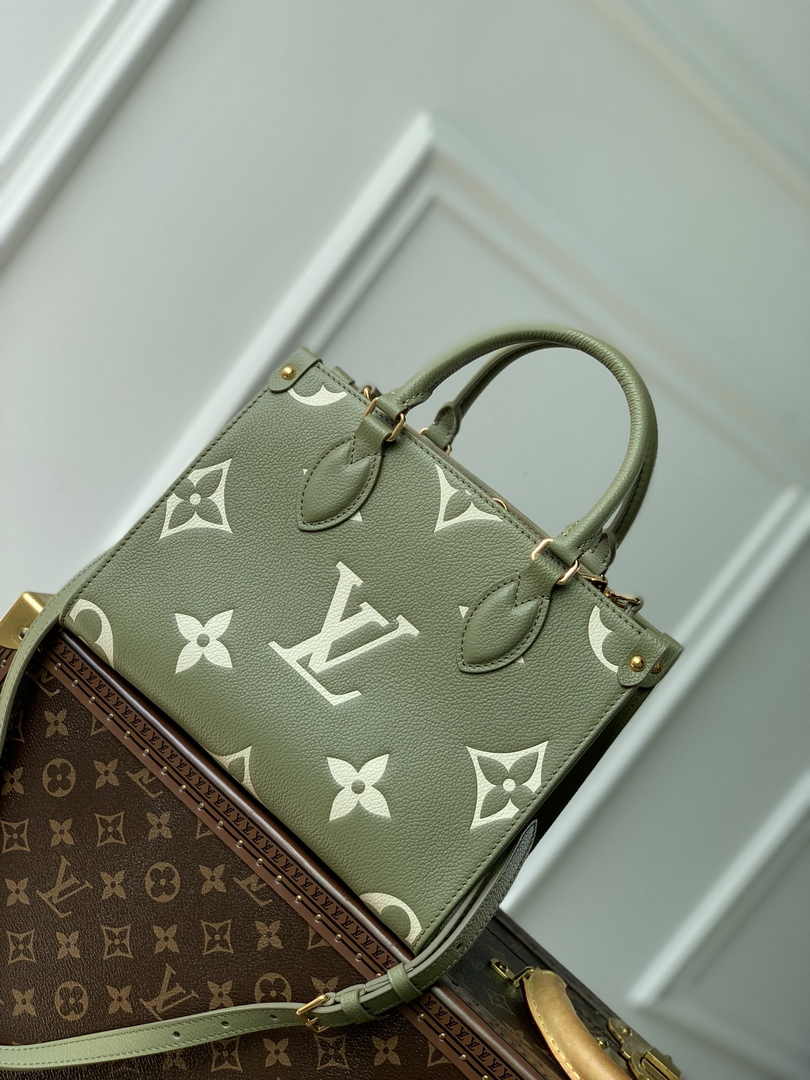 Louis Vuitton Onthego PM Bag M46647 Light Khaki Leather - Default Title - View 1