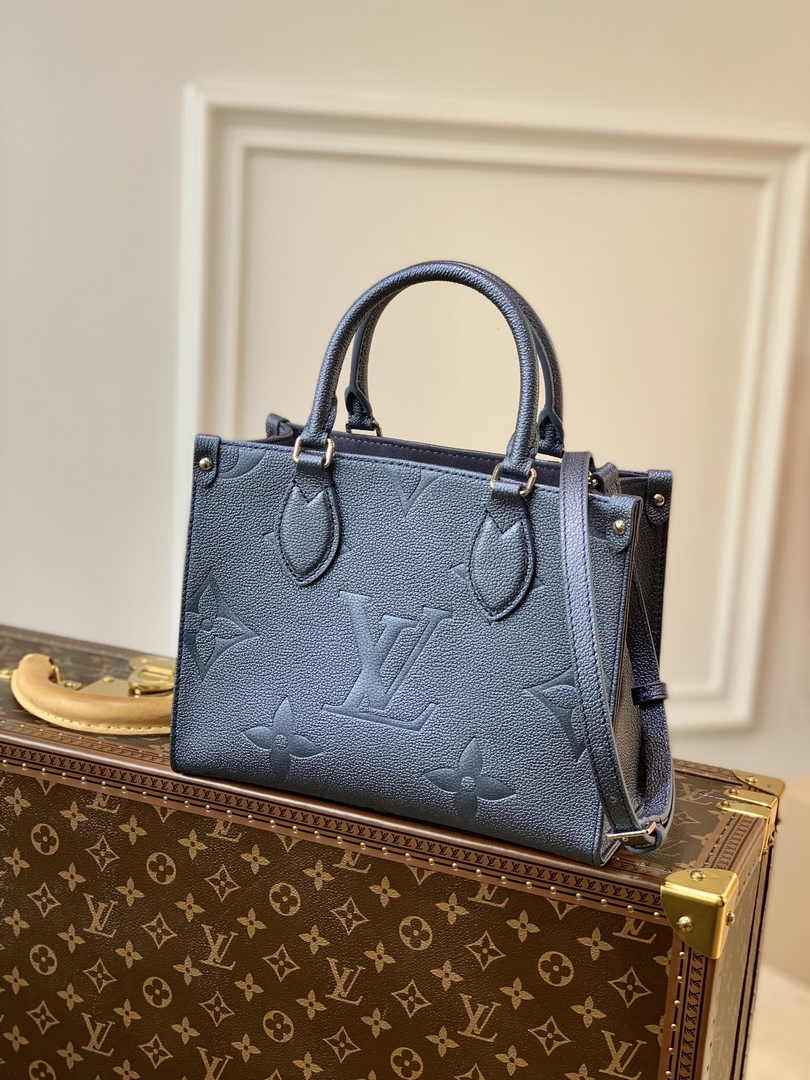 Louis Vuitton Onthego PM Bag M58956 Navy Blue Leather - Default Title - View 1