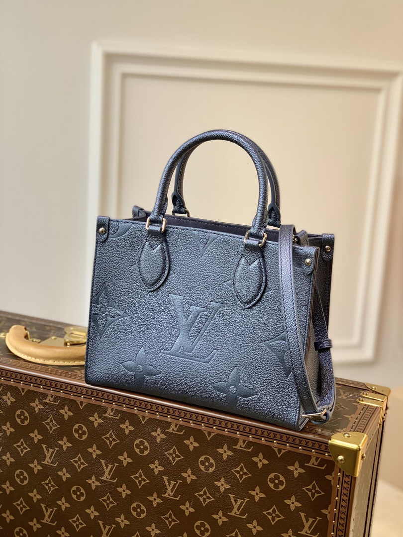 Louis Vuitton Onthego PM Bag M58956 Navy Blue Leather - Default Title - View 1