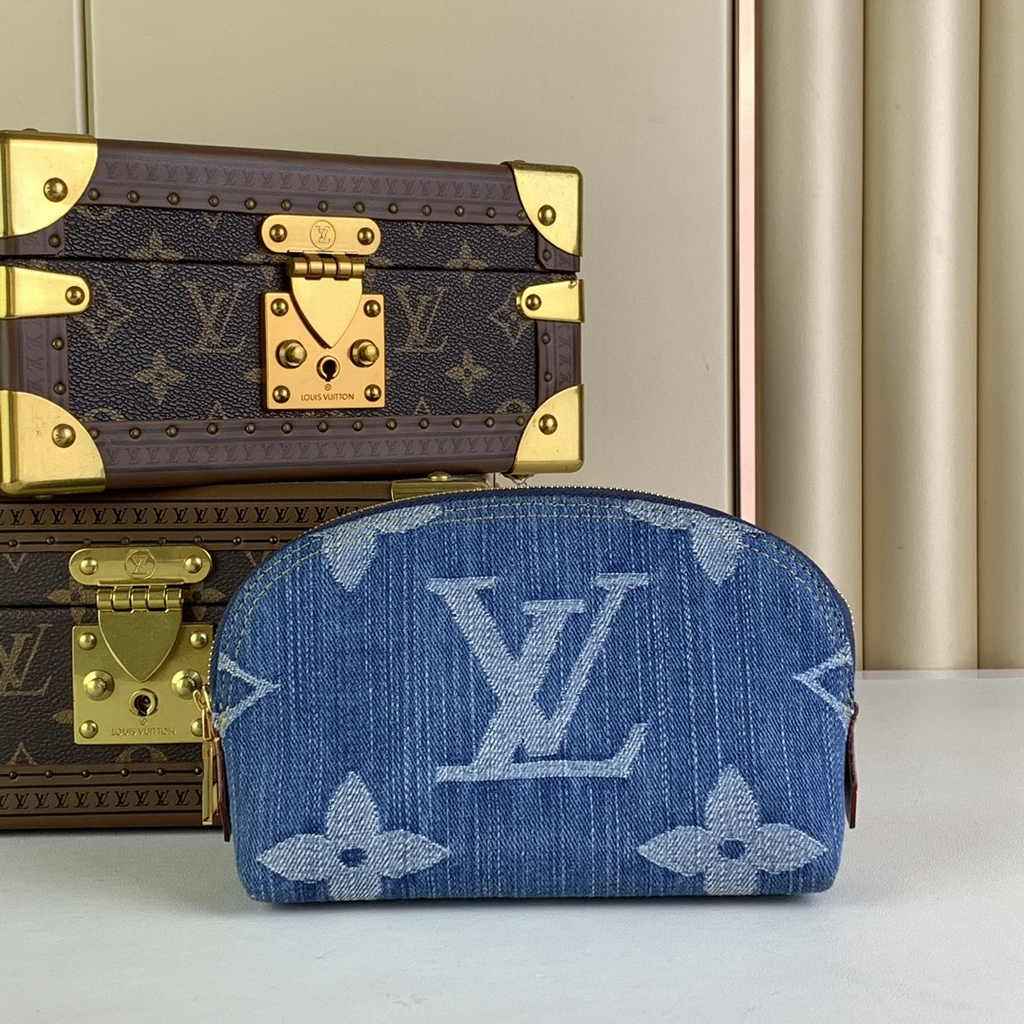 Louis Vuitton Pochette Cosmétique PM Bag M24316 Blue Denim - Default Title - View 1