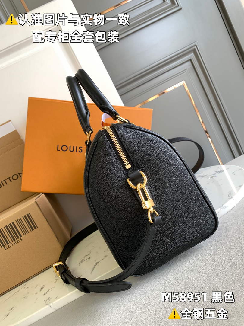 Louis Vuitton Speedy Bandoulière 25 Bag M58951 Black Leather