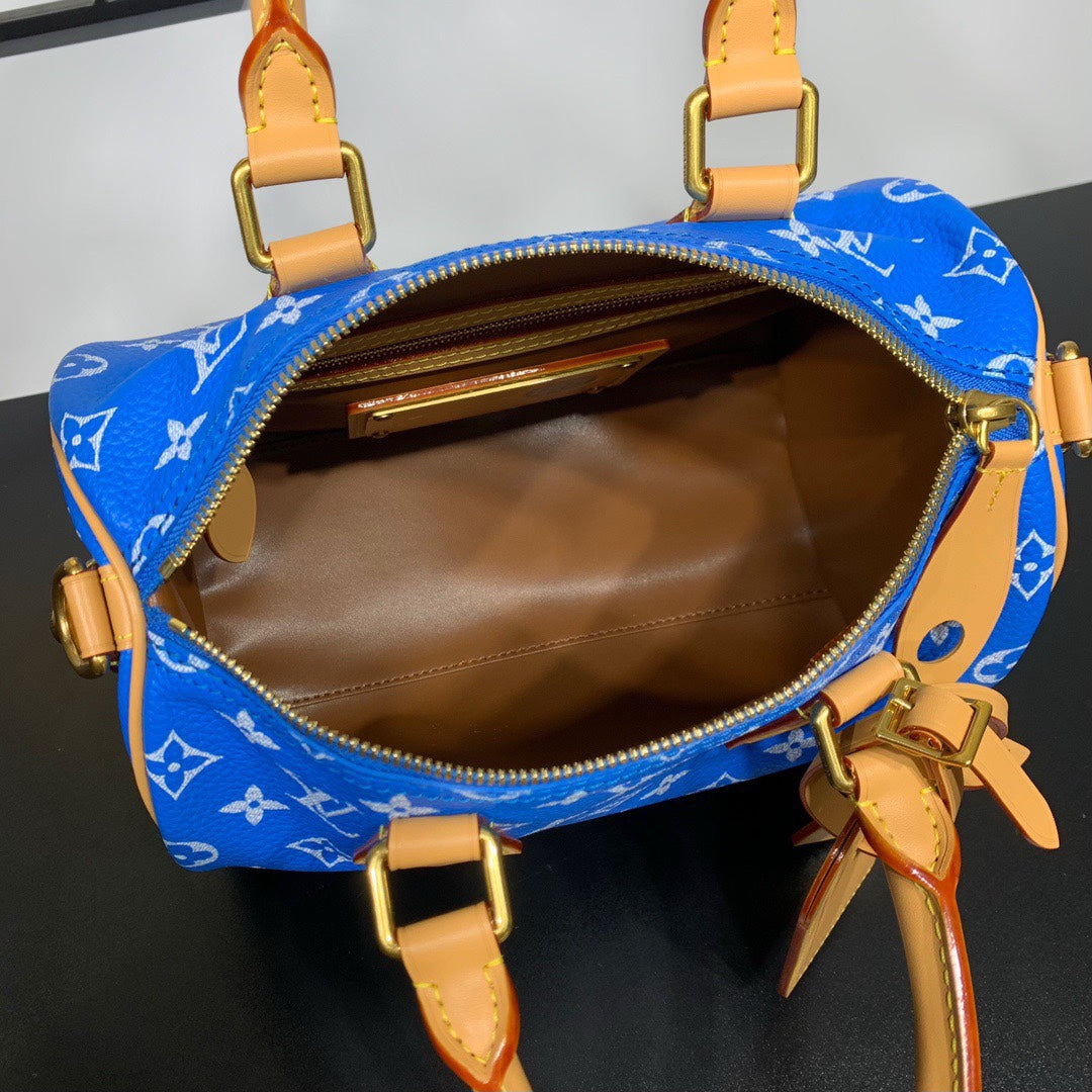 Louis Vuitton Speedy P9 Bandoulière 25 Bag M24424 Blue Soft calfskin