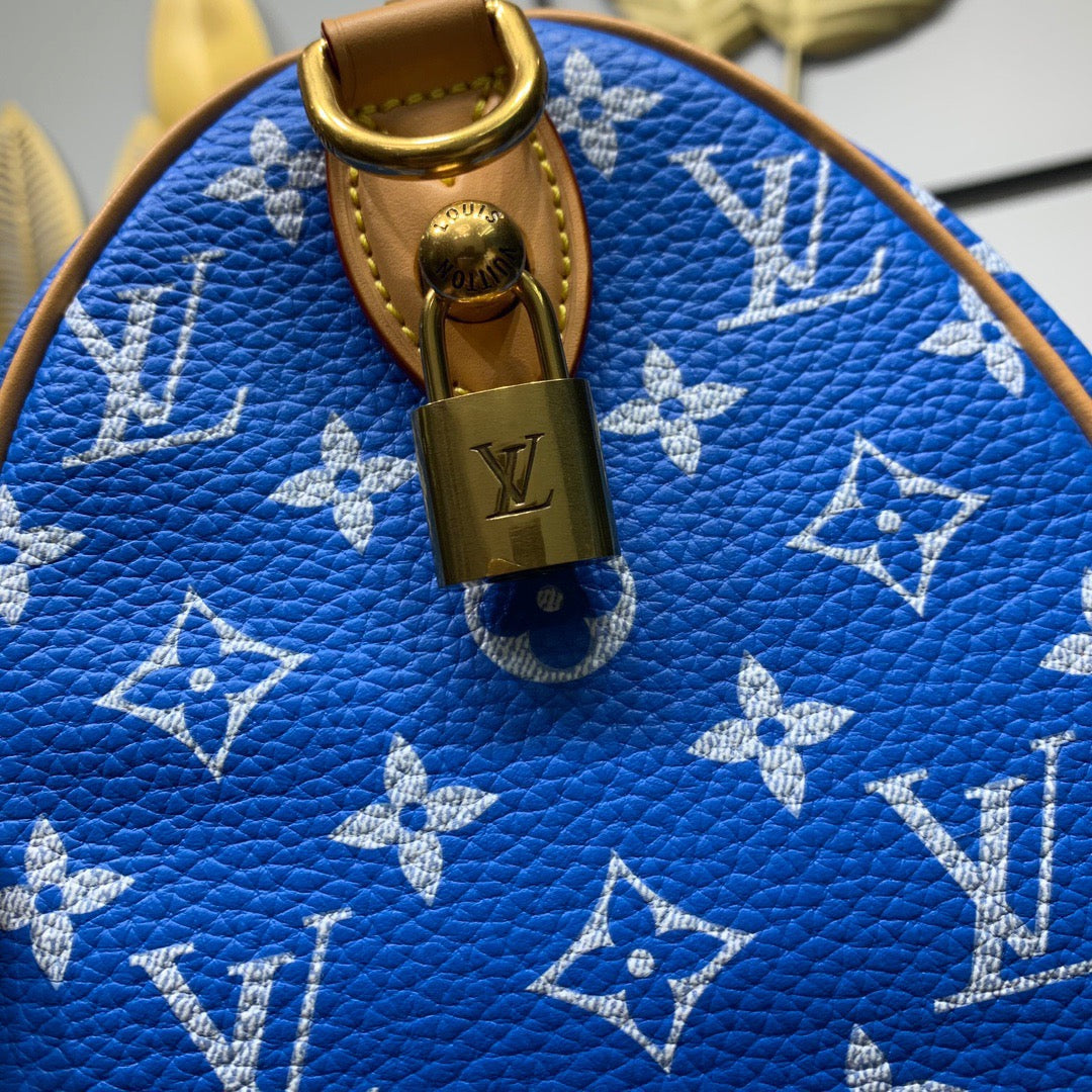 Louis Vuitton Speedy P9 Bandoulière 25 Bag M24424 Blue Soft calfskin