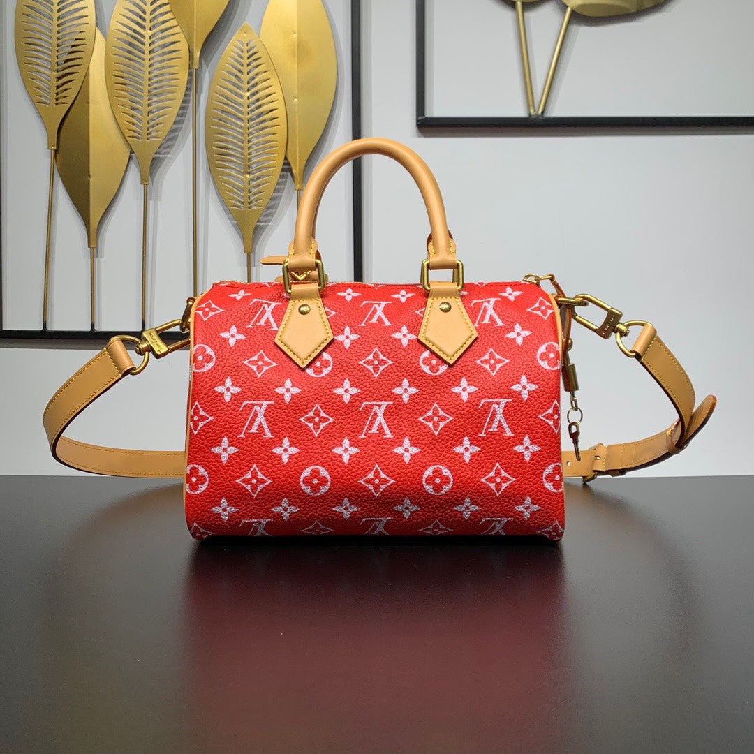 Louis Vuitton Speedy P9 Bandoulière 25 Bag M24425 Red Soft calfskin