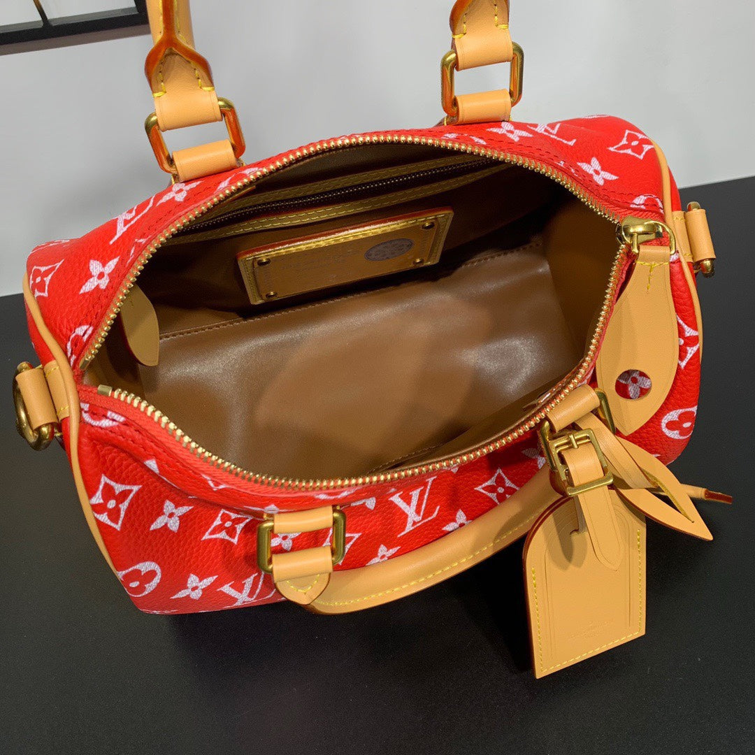 Louis Vuitton Speedy P9 Bandoulière 25 Bag M24425 Red Soft calfskin