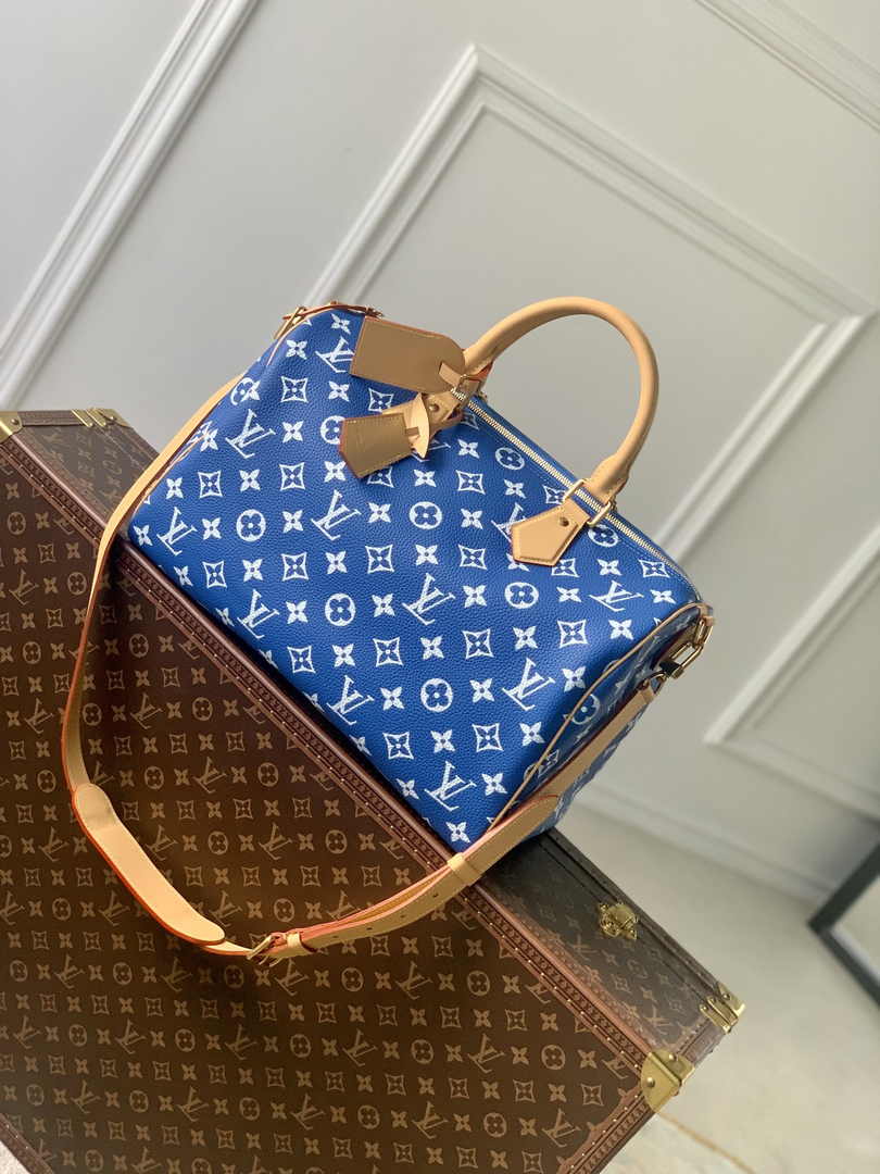 Louis Vuitton Speedy P9 Bandoulière 40 M24418 Blue Soft calfskin