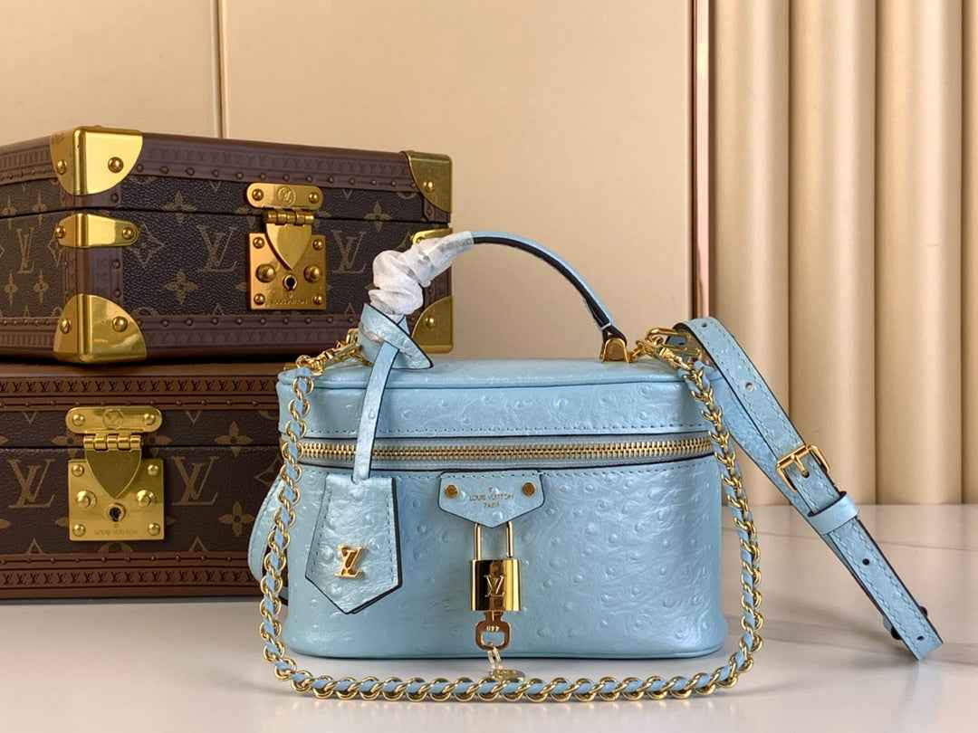 Louis Vuitton Vanity Chain Pouch N85806 Blue Ostrich leather - Default Title - View 1
