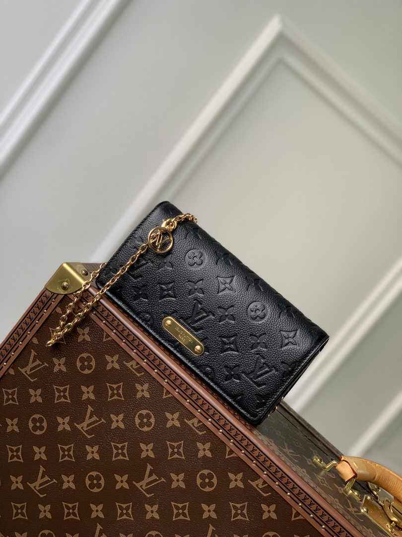 Louis Vuitton Wallet On Chain Lily M46919 Black Monogram Leather