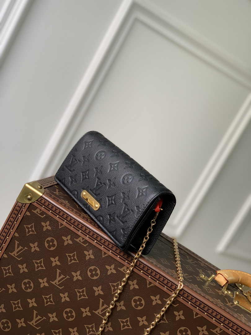 Louis Vuitton Wallet On Chain Lily M46919 Black Monogram Leather