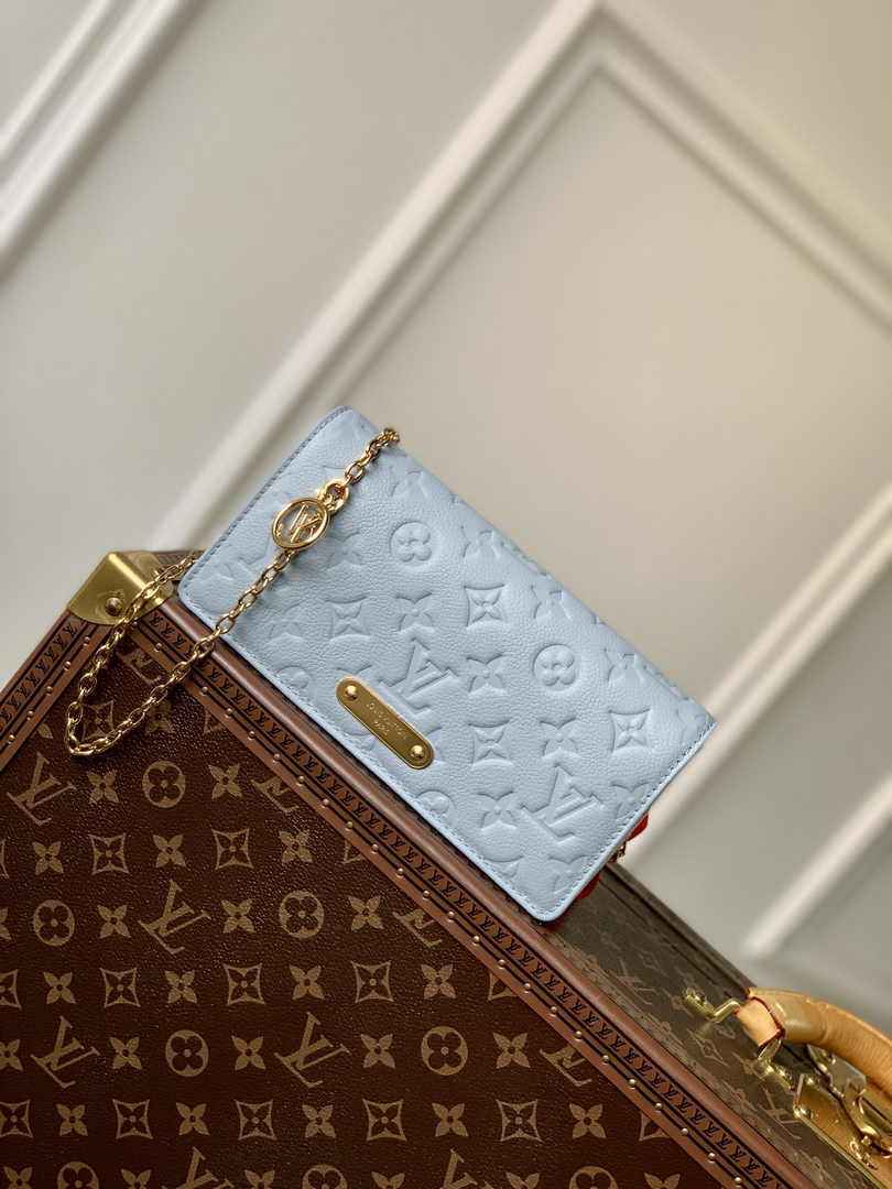 Louis Vuitton Wallet On Chain Lily M83233 Blue Monogram Leather