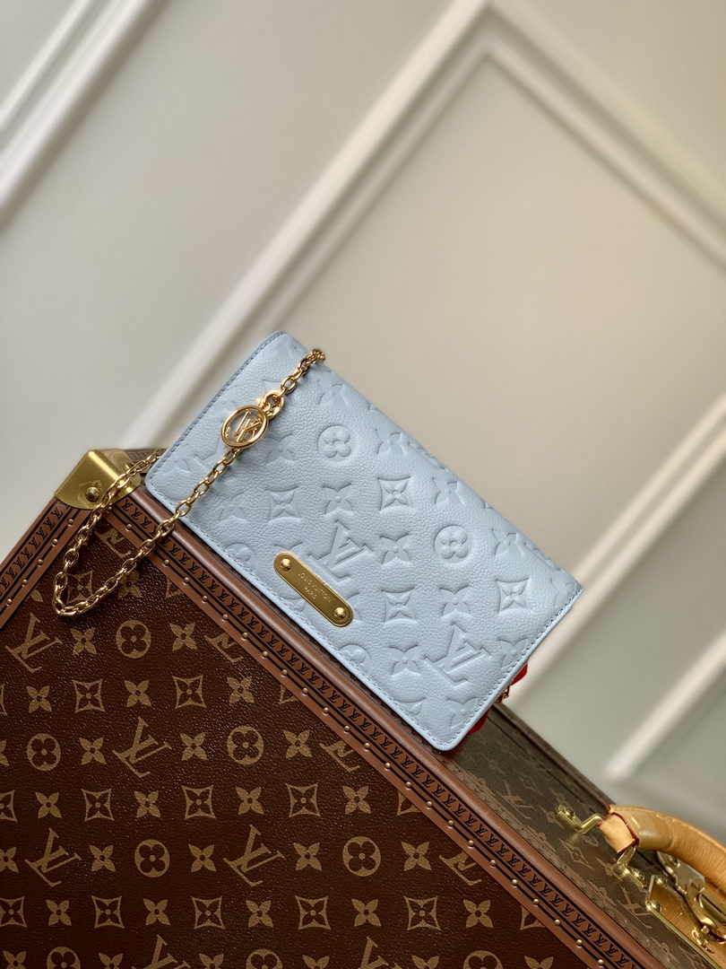 Louis Vuitton Wallet On Chain Lily M83233 Blue Monogram Leather
