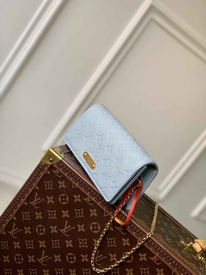 Louis Vuitton Wallet On Chain Lily M83233 Blue Monogram Leather
