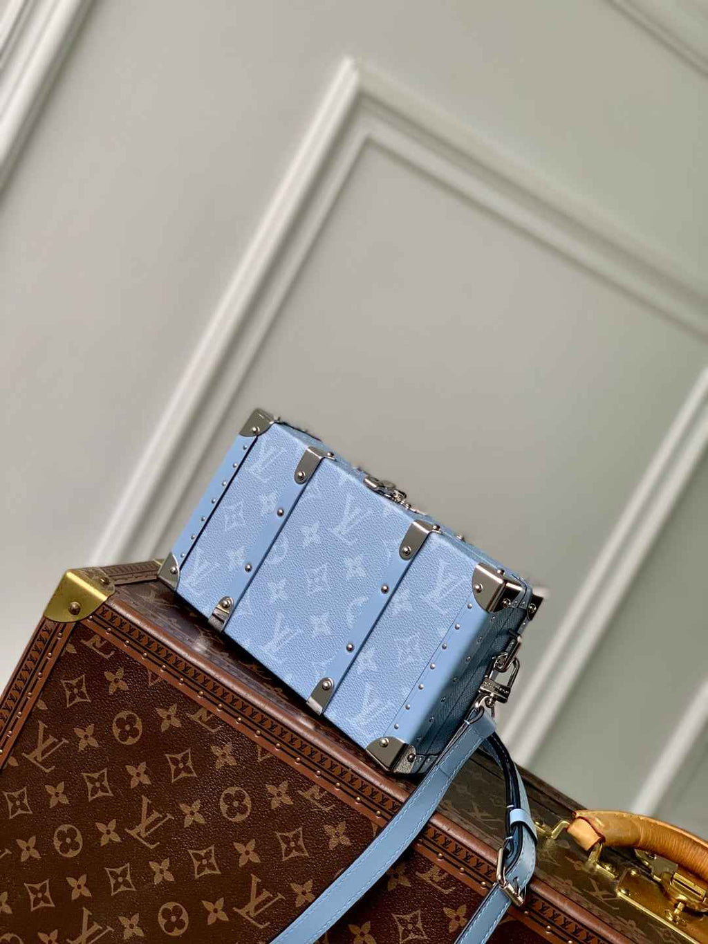 Louis Vuitton Wallet Trunk Taigarama M13562 Denim Blue