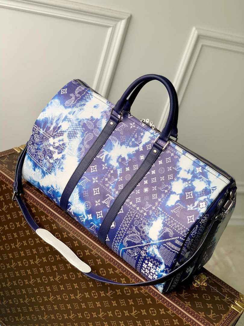 LV M20558 Louis Vuitton Keepall Bandouliere 50 Travel Bag Blue