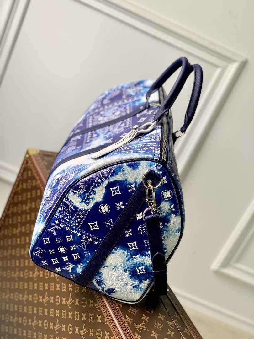 LV M20558 Louis Vuitton Keepall Bandouliere 50 Travel Bag Blue