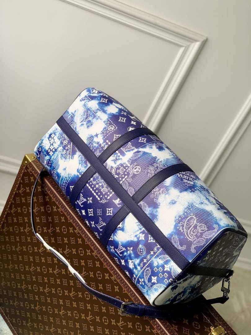 LV M20558 Louis Vuitton Keepall Bandouliere 50 Travel Bag Blue