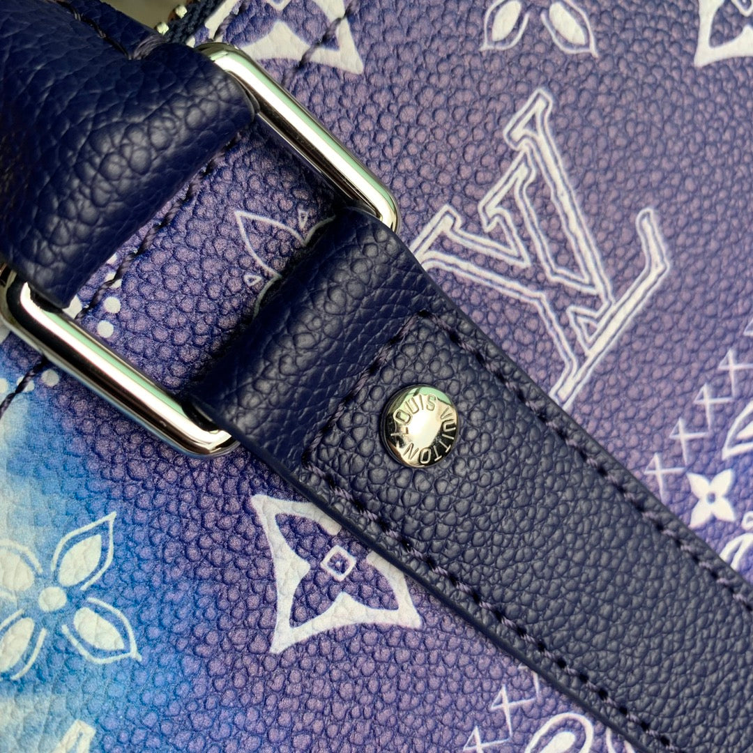 LV M20558 Louis Vuitton Keepall Bandouliere 50 Travel Bag Blue